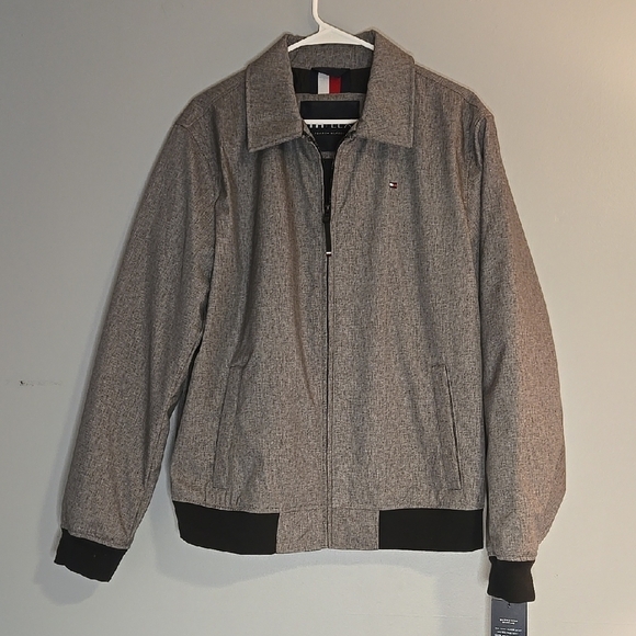 THFlex Tommy Hilfiger Water and Wind Resistant Stylish Gray Bomber Jacket Sz M - Picture 1 of 16